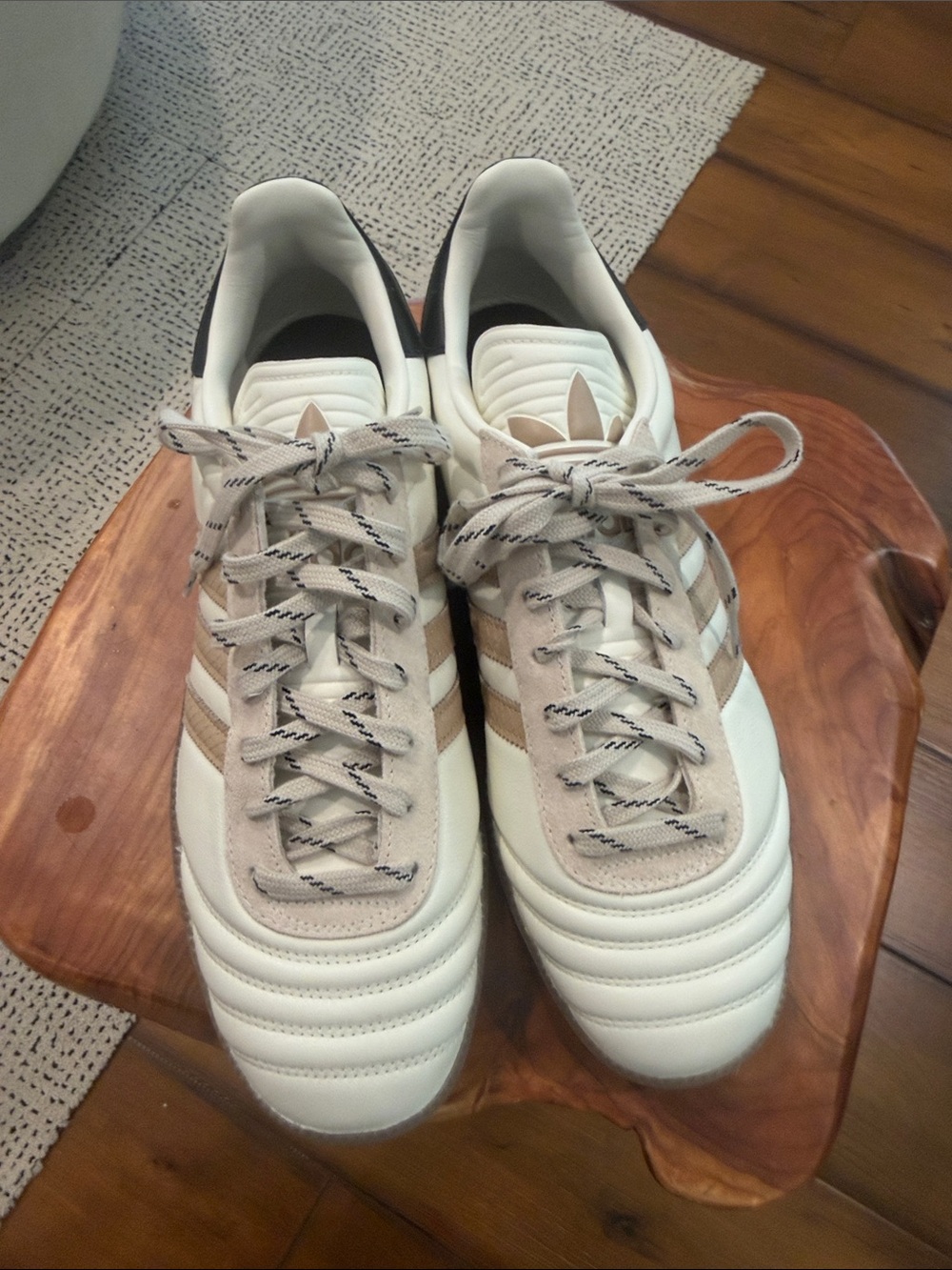 adidas Samba Leather Sneakers in Cream with Black Accents - Picture 2 of 5